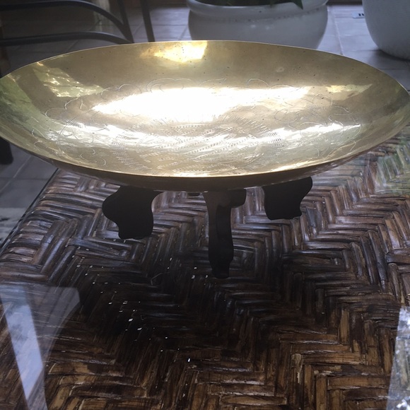 Vintage Brass Dish with Stand - Picture 2 of 6